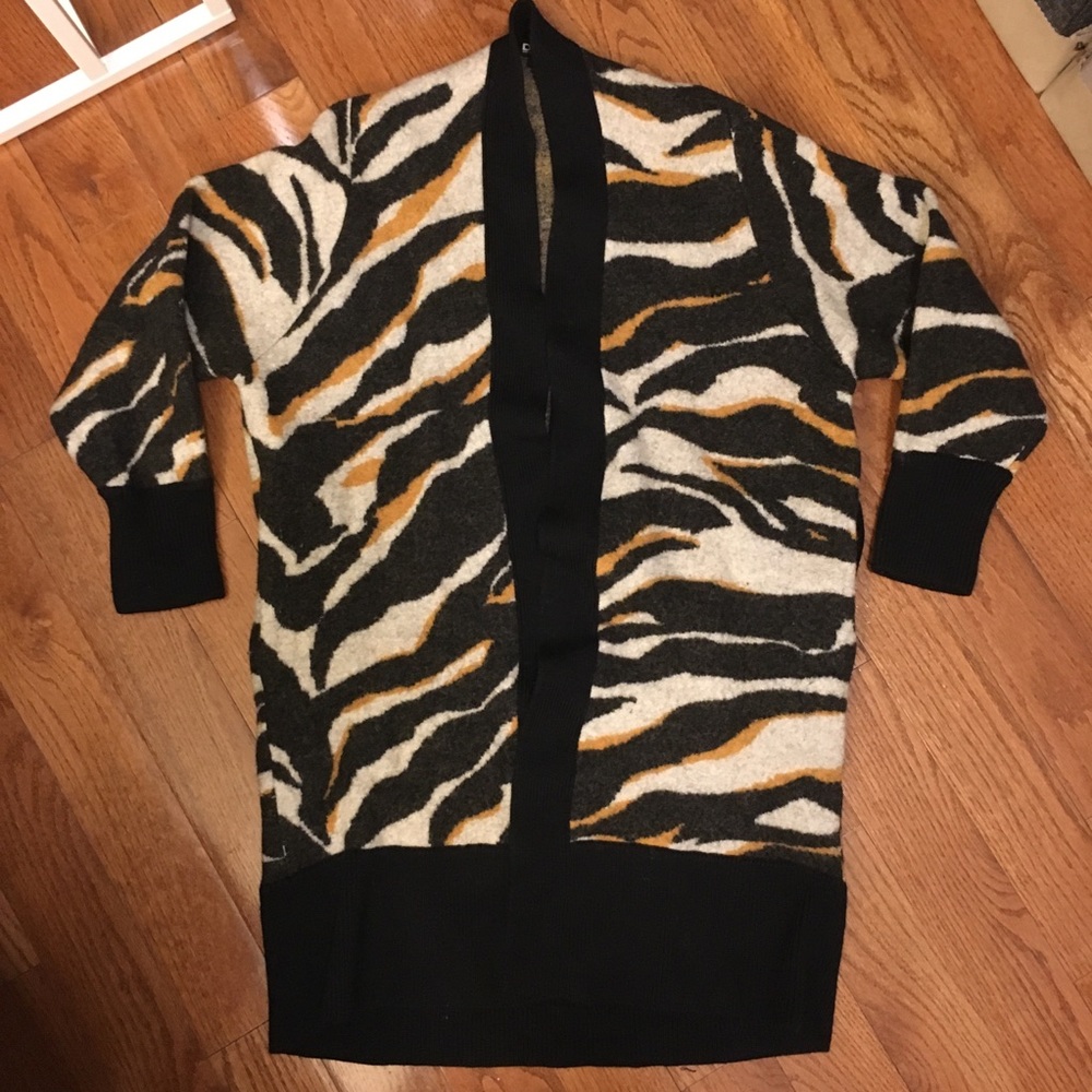 DKNY Zebra Print Knit Cardigan